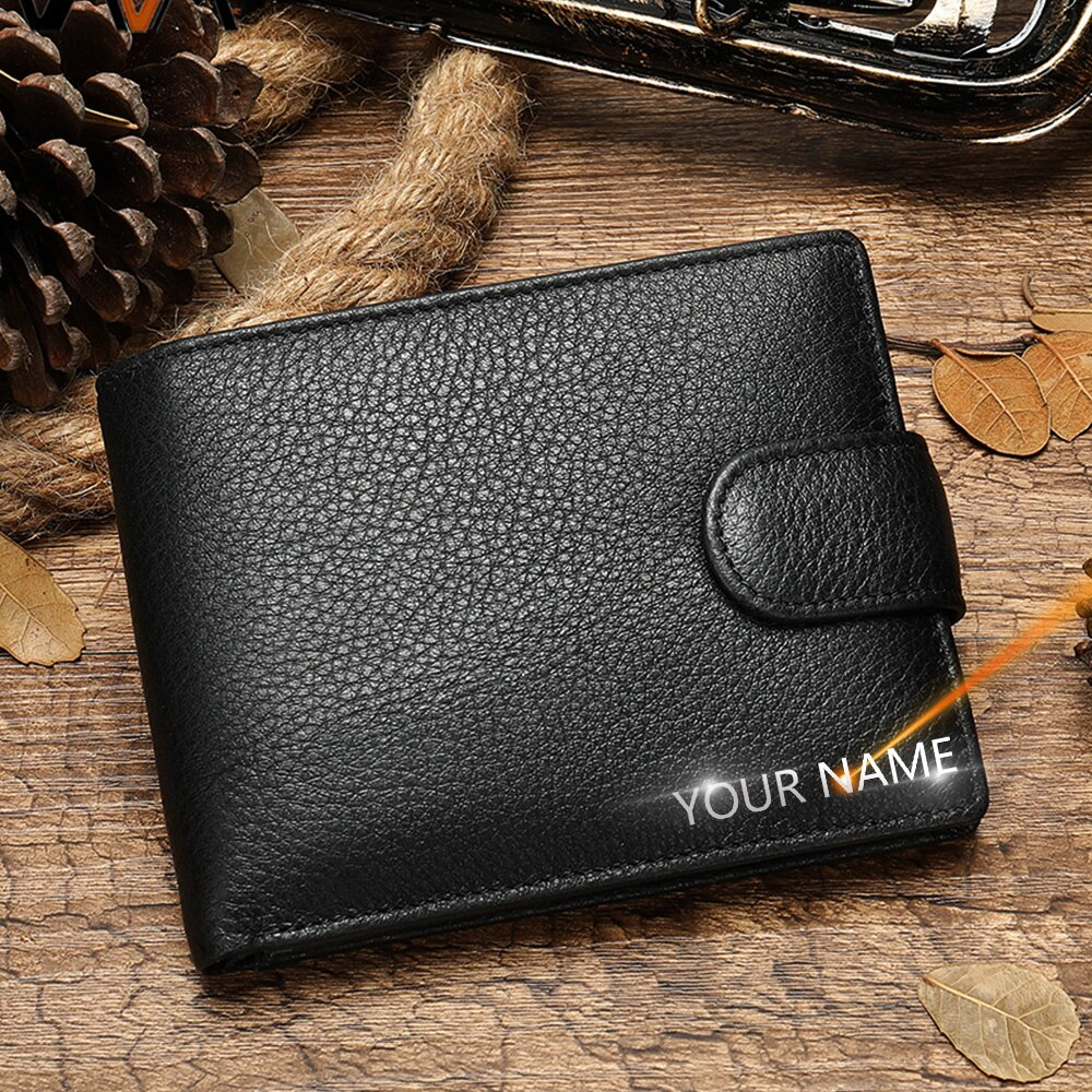 Herren Leder Brieftasche + Text Gravur Geldbörse Geldbeutel Portemonnaie Personalisiert