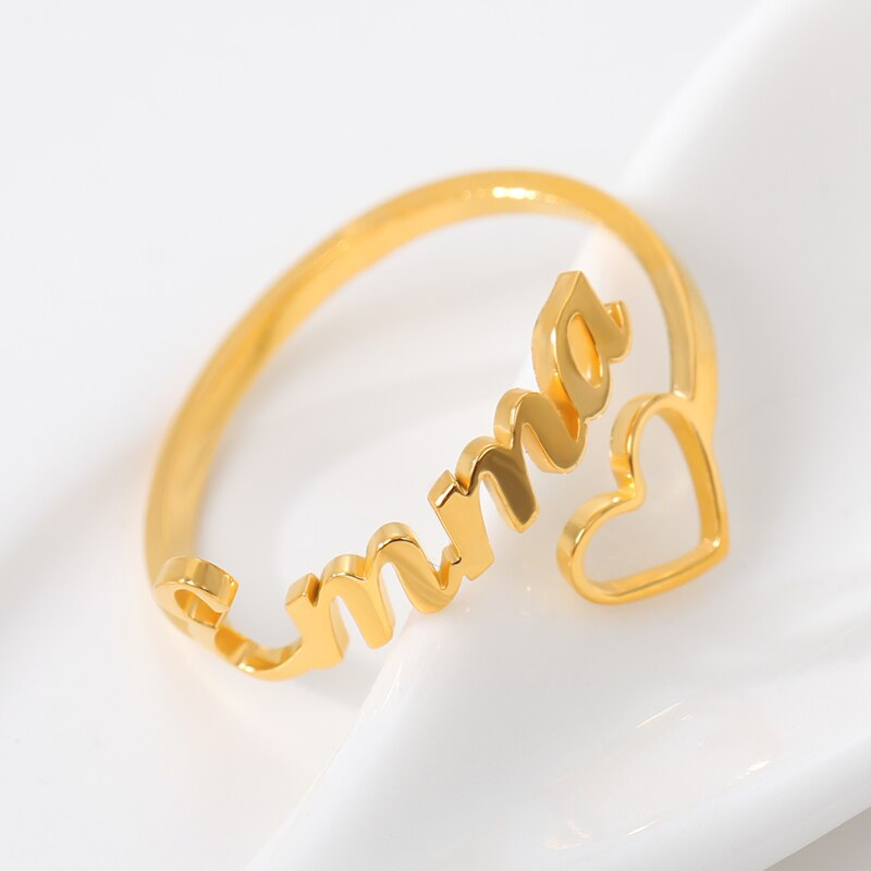 Namen-Signatur Ring Personalisiert mit eigenem Namen Wunschtext | Klasse-Gravur Herz-Ring