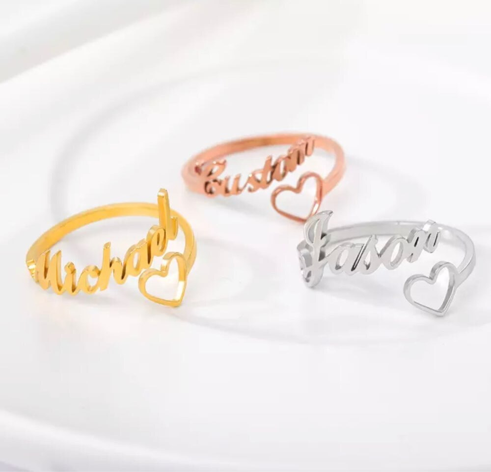 Verstellbarer Herz-Ring mit Namensgravur – personalisiert nach Wunsch
