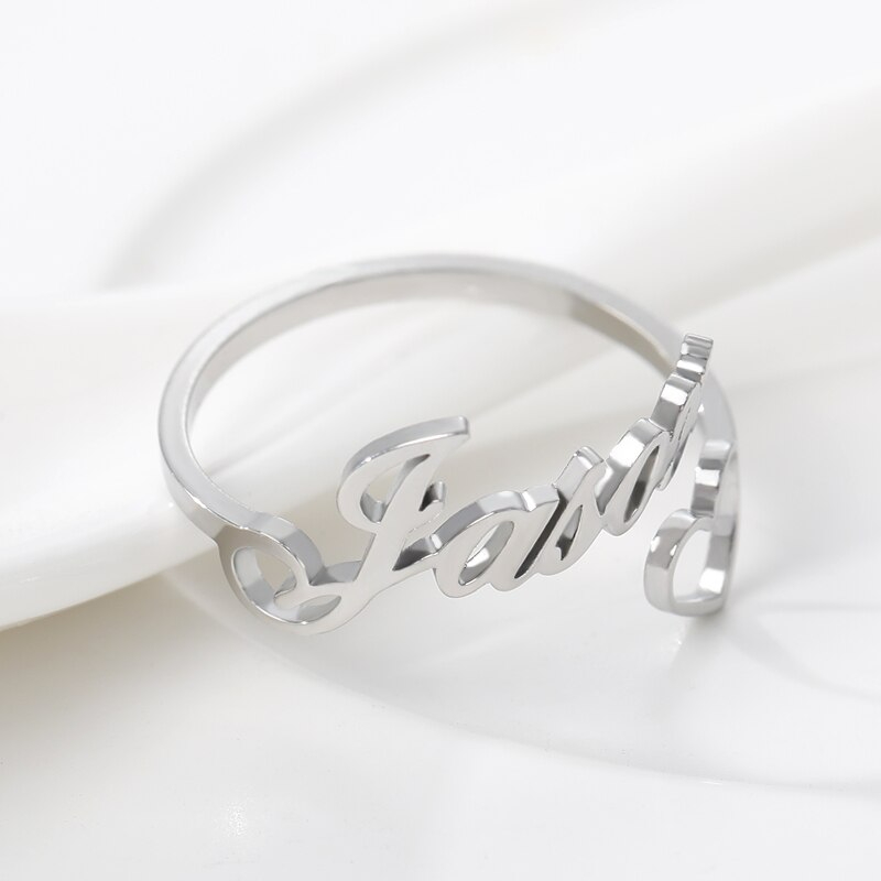 Namen-Signatur Ring Personalisiert mit eigenem Namen Wunschtext | Klasse-Gravur Herz-Ring