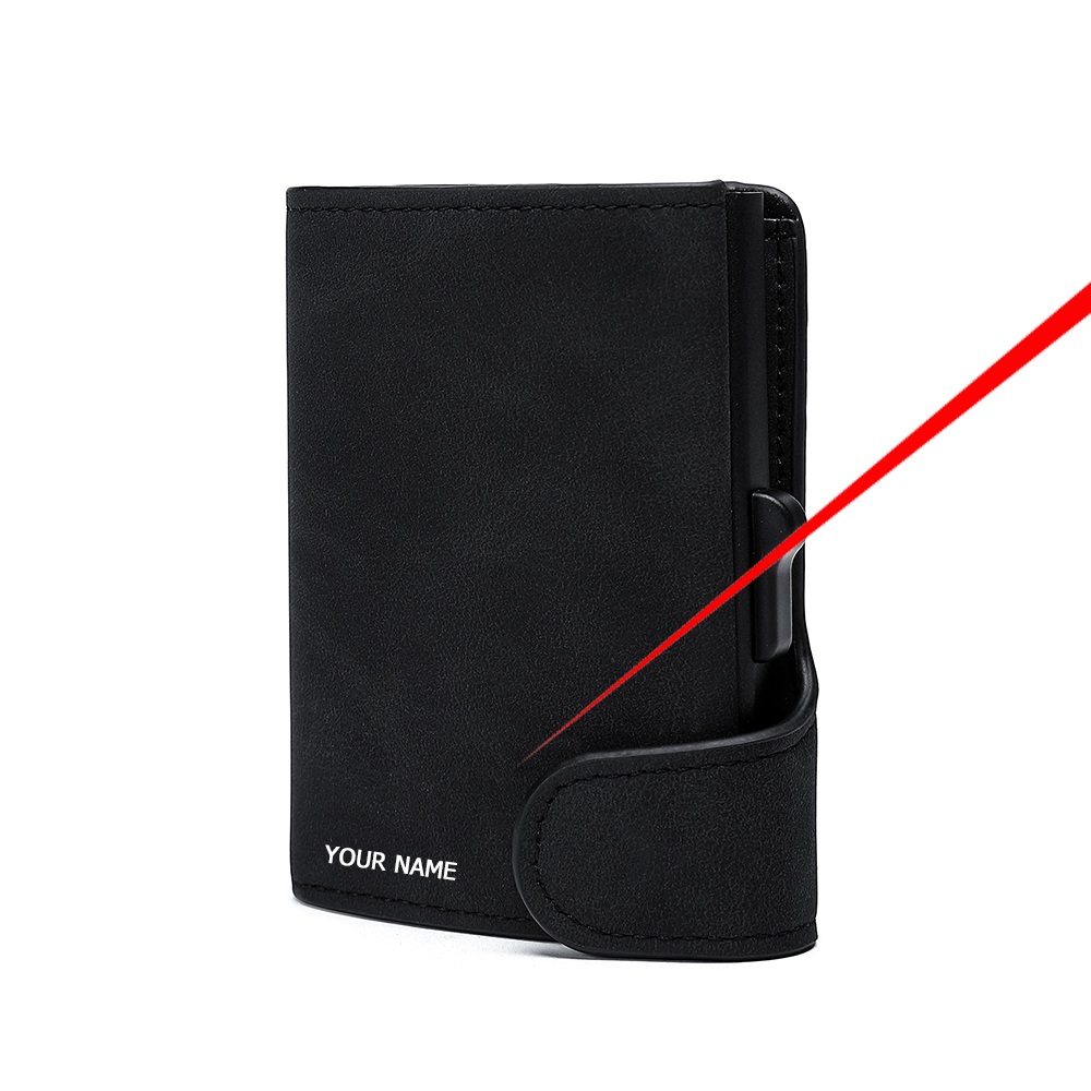 Personalisiertes Kreditkartenetui mit Namensgravur – Slim Wallet / Geldbeutel mit Textgravur