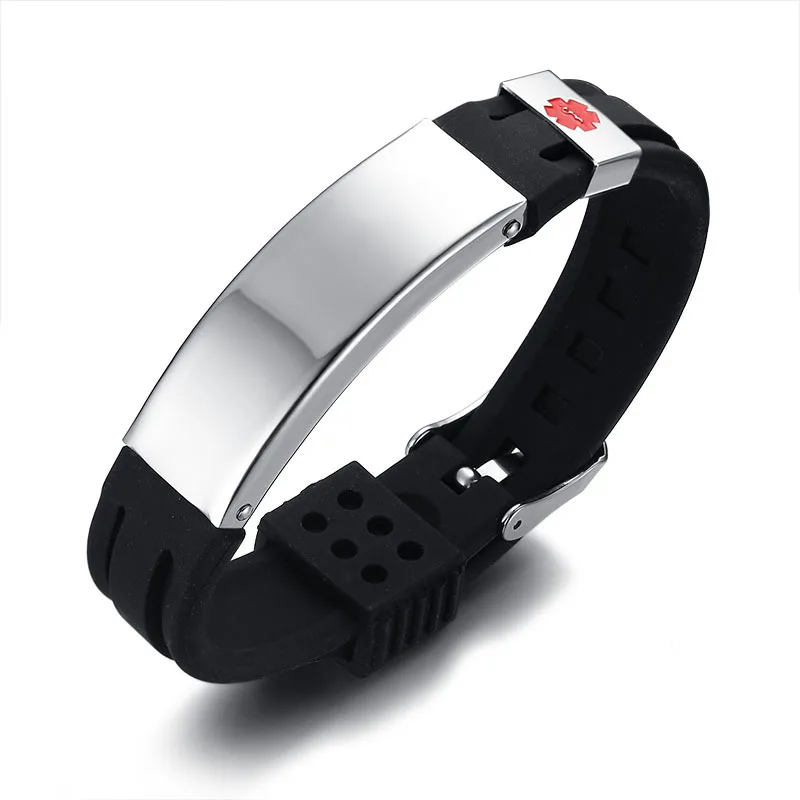 Silikonarmband mit Hinweis-Symbol – personalisierbar mit Gravur, verstellbar 17–21,5 cm