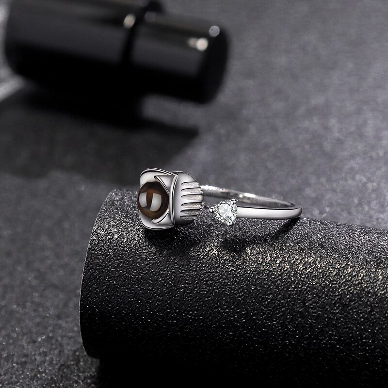 Projektion Ring mit eigenem Foto Bild im Kistall-Stein | Klasse-Gravur Personalisierter Ring