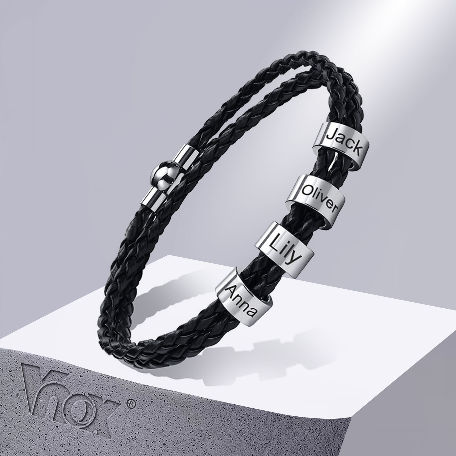 Personalisiertes Lederarmband mit Gravur – Armband mit mehreren Namen