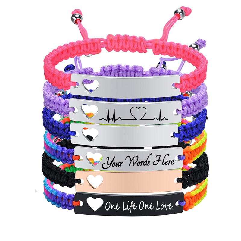 Buntes Armband mit eigenem Namen Wunschtext Gravur Personalisiert | Verstellbar