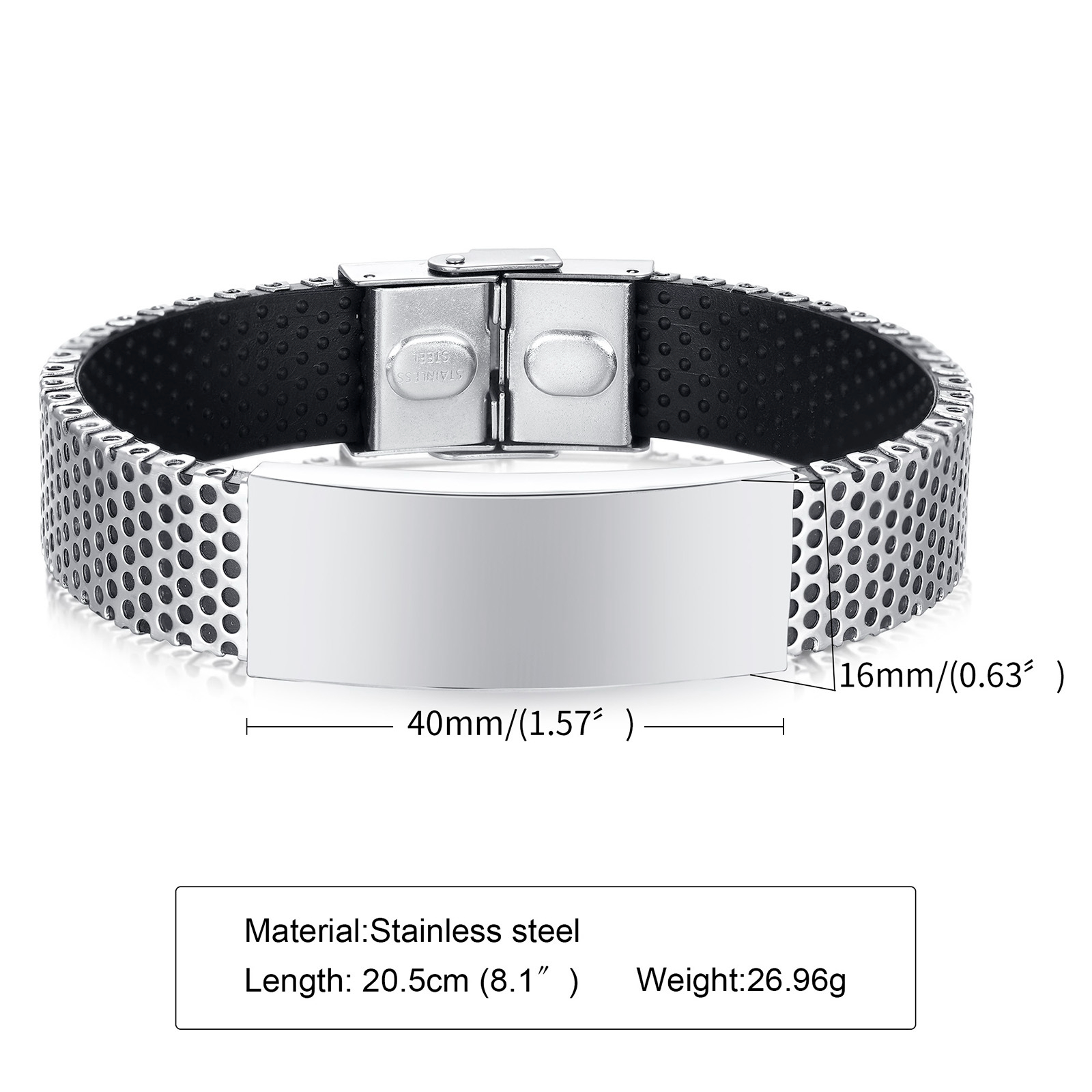 Verstellbares Armband aus Edelstahl mit eigenem Namen Wunschtext Gravur