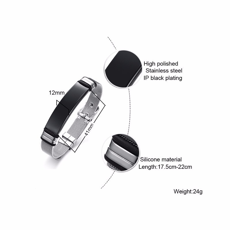 Verstellbares Herrenarmband aus Edelstahl mit eigenem Namen Wunschtext Gravur Armband