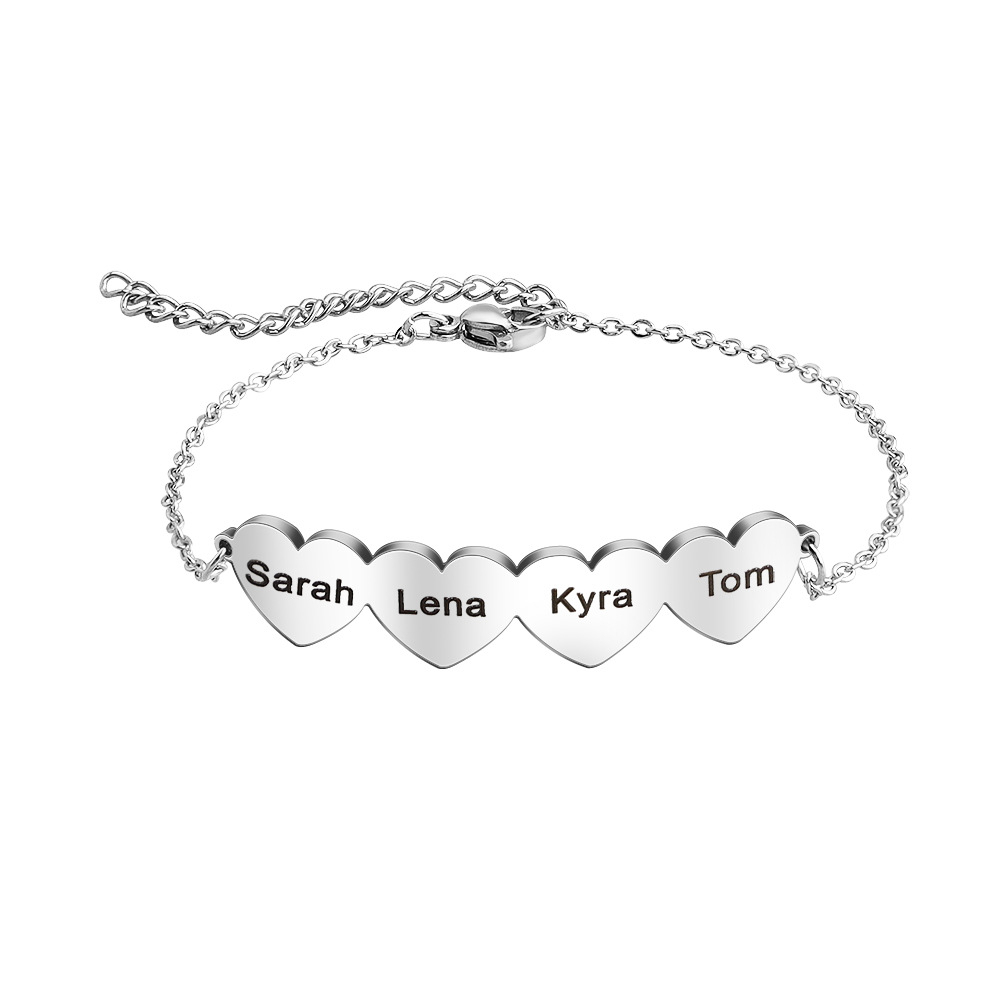 Personalisiertes Gravur-Armband mit Herz-Anhänger – verstellbare Länge 17-22 cm