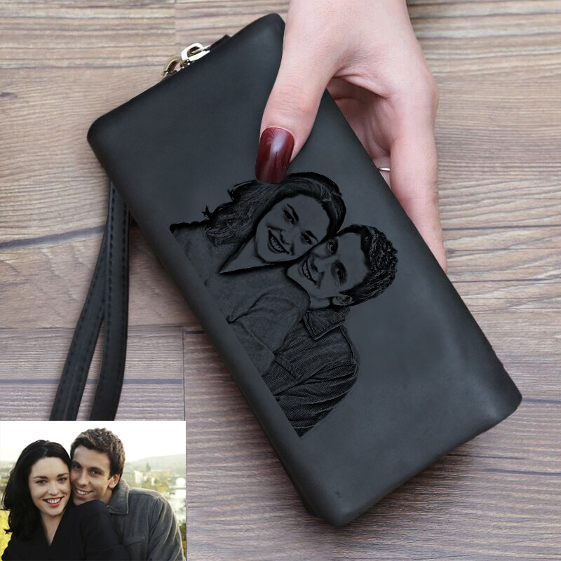 Personalisierte Damen Brieftasche Portemonnaie Geldbeutel Geldbörse mit Text + Fotogravur