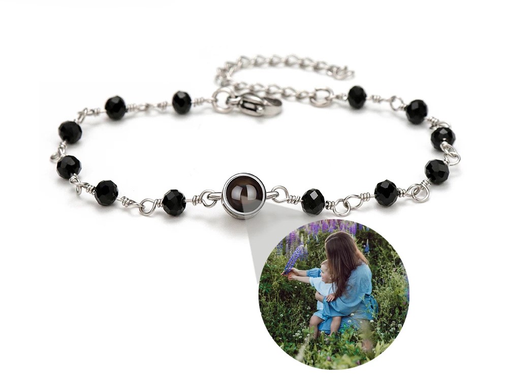Gliederarmband mit Fotoprojektion – personalisiert mit Foto, verstellbar 14–18 cm