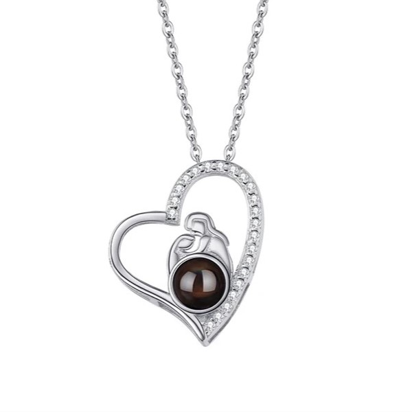 Projektions-Herzkette aus 925er Sterling Silber – personalisiert mit Foto