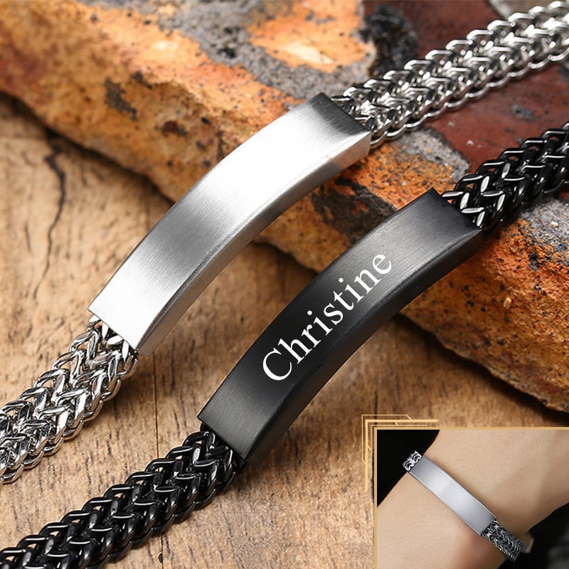 Herren-Armband mit Gravur – Personalisiertes Armband mit eigenem Namen oder Text