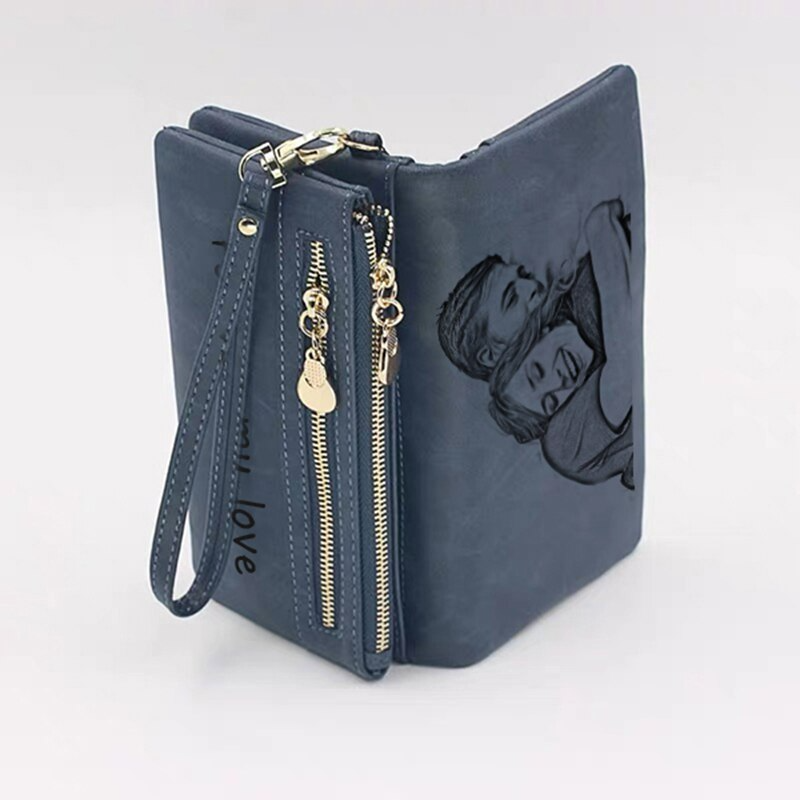 Personalisierte Damen Brieftasche Portemonnaie Geldbeutel Geldbörse mit Text + Fotogravur