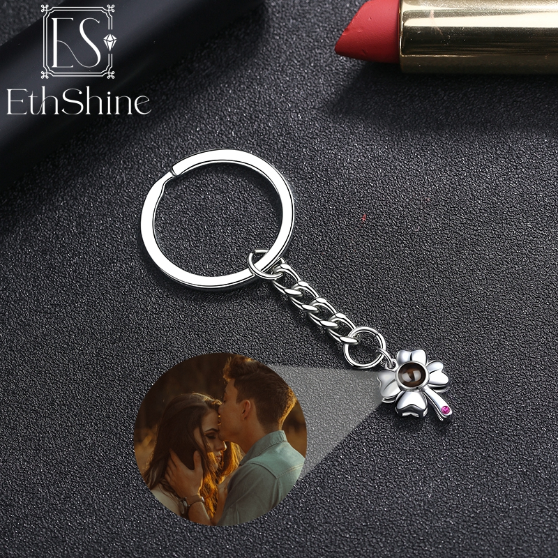 Kleeblatt-Schl-sselanh-nger-Fotoprojektion-925er-Sterling-Silber-5