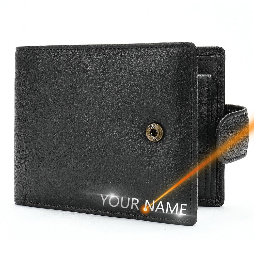 Herren Leder Brieftasche + Text Gravur Geldbörse Geldbeutel Portemonnaie Personalisiert